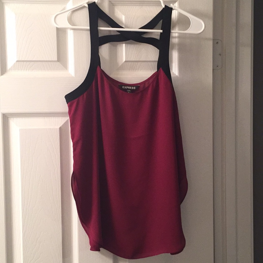 Express split hem cross back top